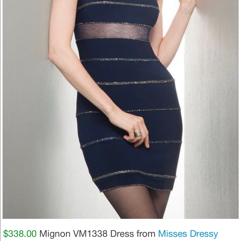 Mignon Navy Blue Cocktail Dress - Picture 2 of 5